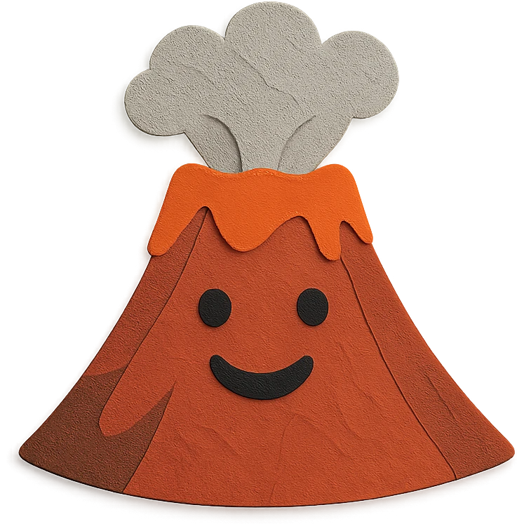 paper craft style smiling volcano emoji