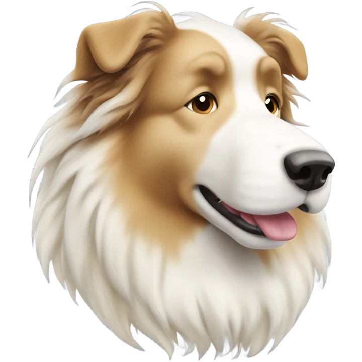 Fluffy big collie dog white and cream emoji