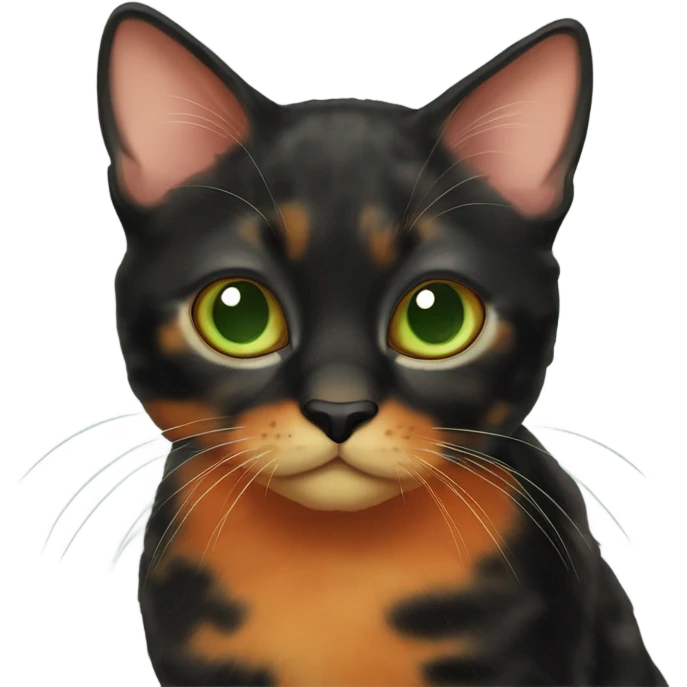 Black and orange tortoise cat with light green eyes emoji