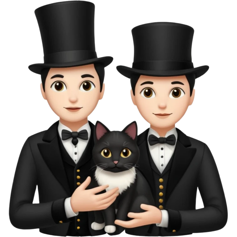 magician couple and their pet cat emoji