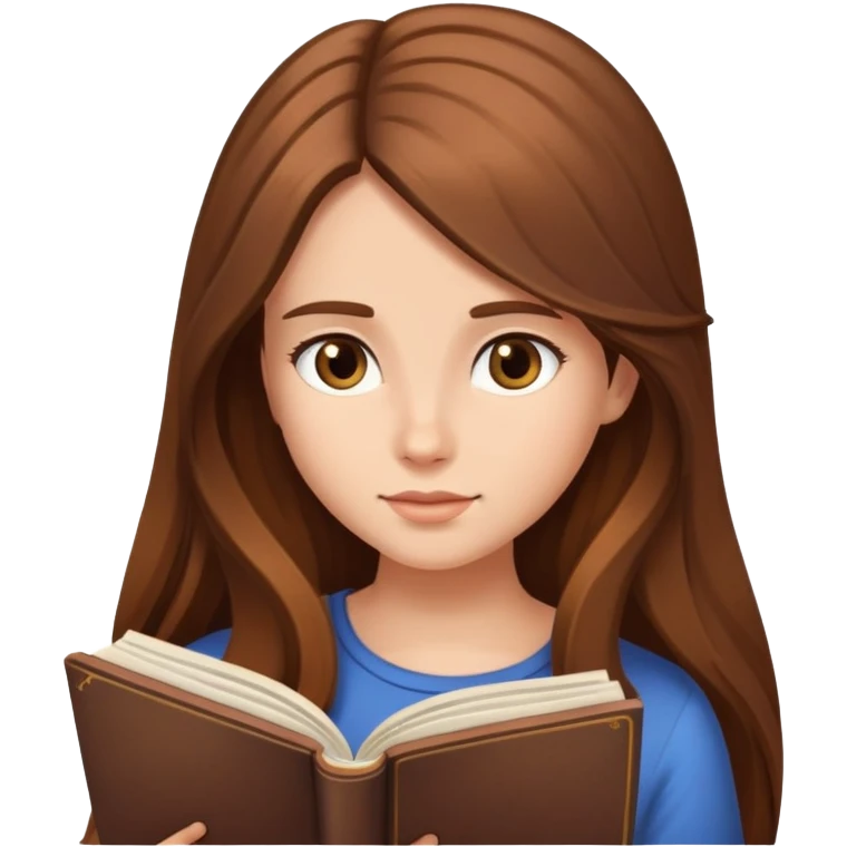 Chica de pelo largo castaño leyendo  emoji