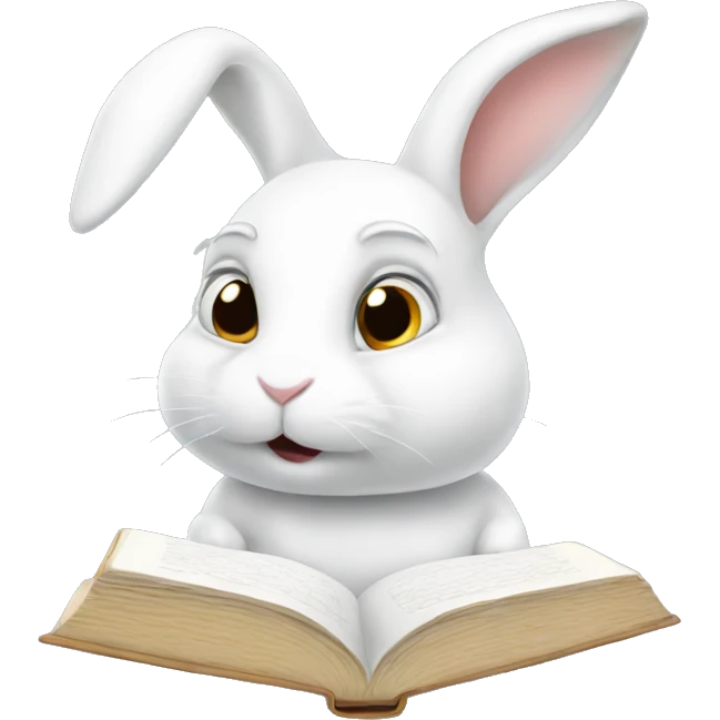 White bunny studying  emoji