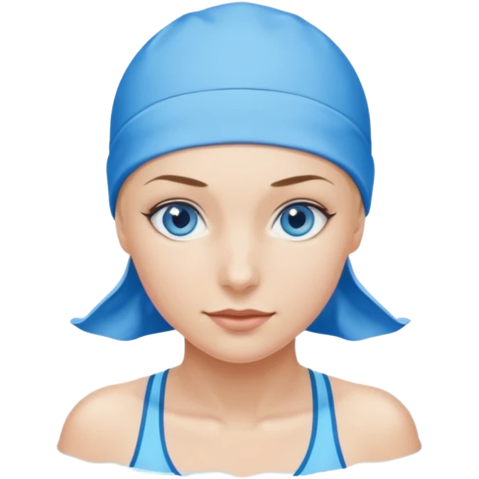 Female athletic swimmer with blue eyes with swim cap emoji