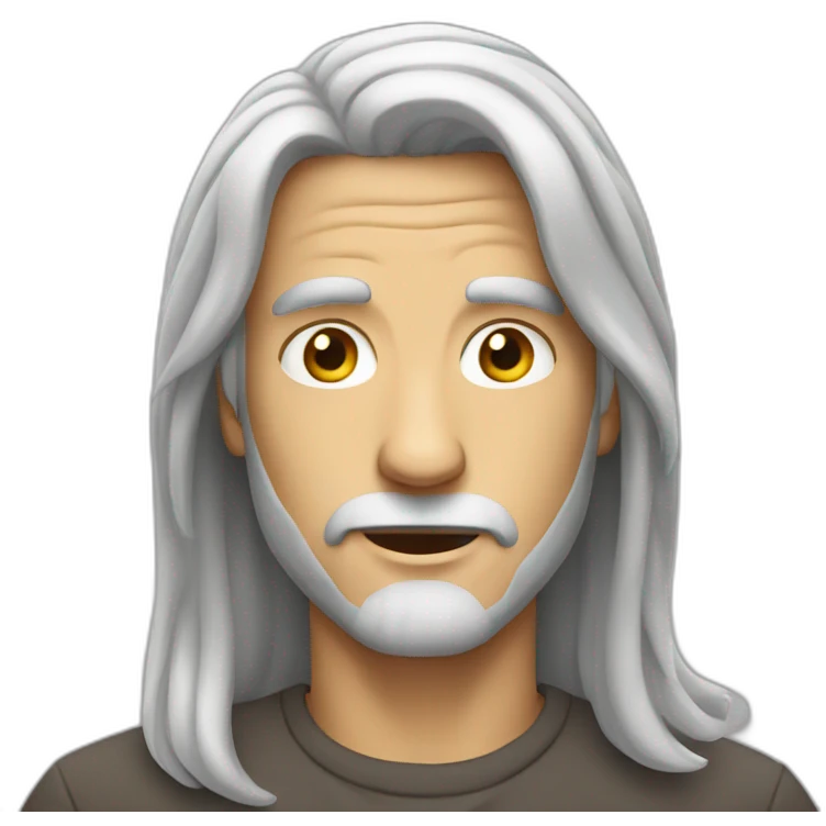 White man with long gray hair emoji