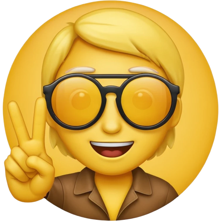 the yellow circle wearing sun glasses emoji holding up a peace sign emoji