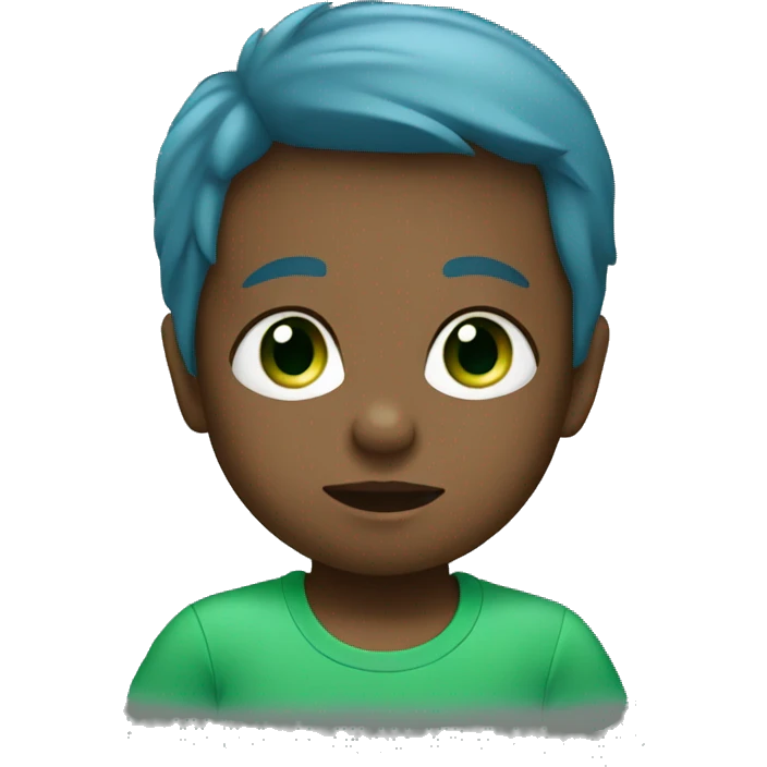 A baby with blue eyes in a green T-shirt emoji