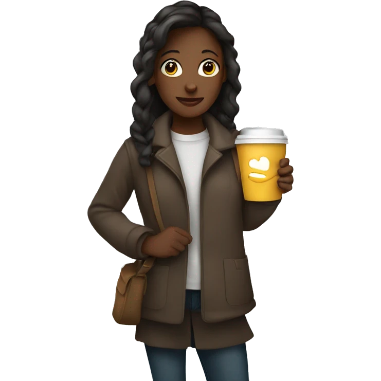 A girl carrying her coffee emoji
