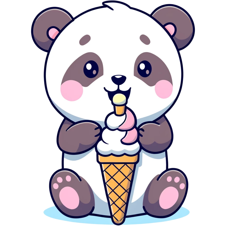 Panda eating ice cream emoji