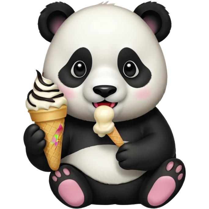 Panda eating ice cream emoji
