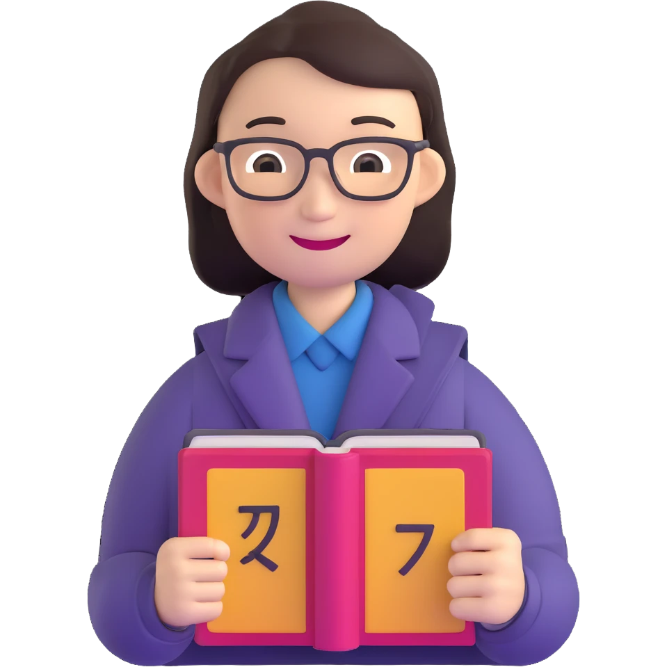 Chinese math teacher smiling holding a math book emoji