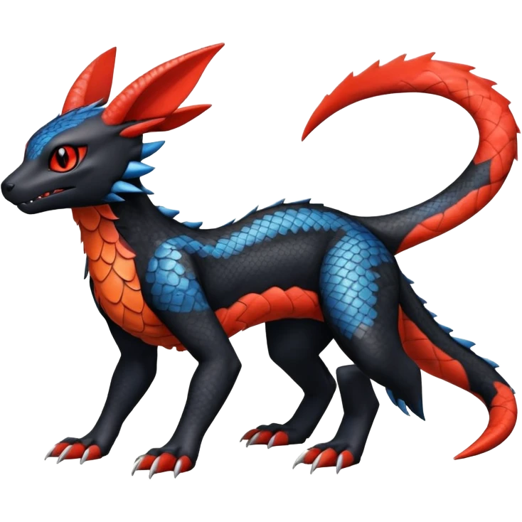 Guilmon-Salandit-Umbreon-Fakémon-hybrid-creature (full body)  emoji