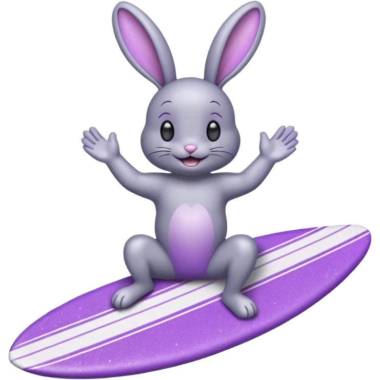 Glitter happy gray bunny purple cian surf emoji
