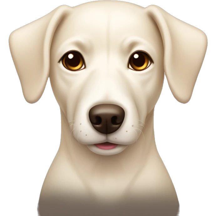 cream white colored dog, pointy ears, brown eyes, light brown nose emoji