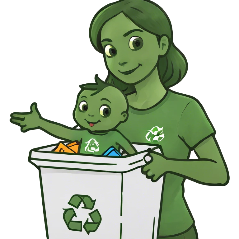 Mom throwing baby in recycling emoji
