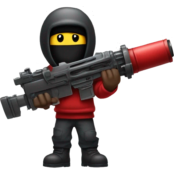 red among us character holding m134 minigun emoji