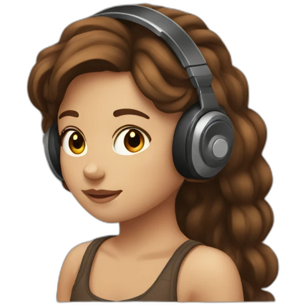 a girl with brown hair loving music emoji