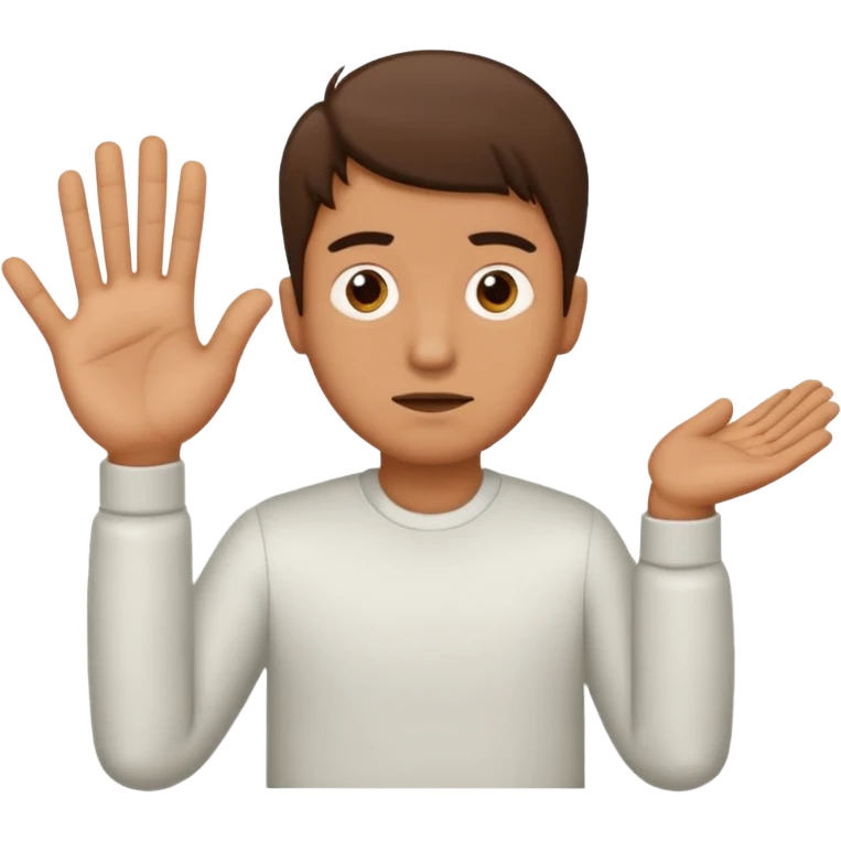 Confused guy with a 6 above his left hand and a 7 above his right hand emoji