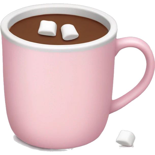 Light Pink mug of hot chocolate with marshmallows  emoji