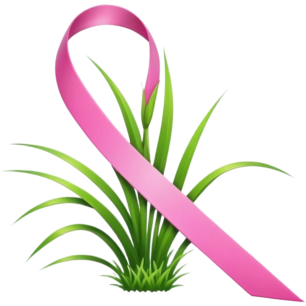 foglia d’erba con un fiocchetto rosa  emoji