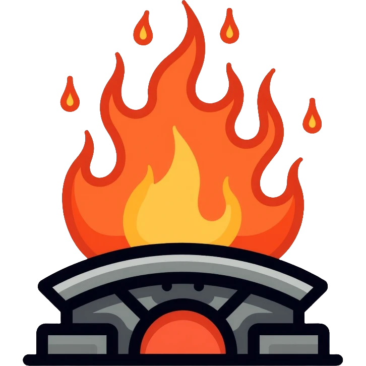 medieval blacksmith forge with dancing flames and fire emoji