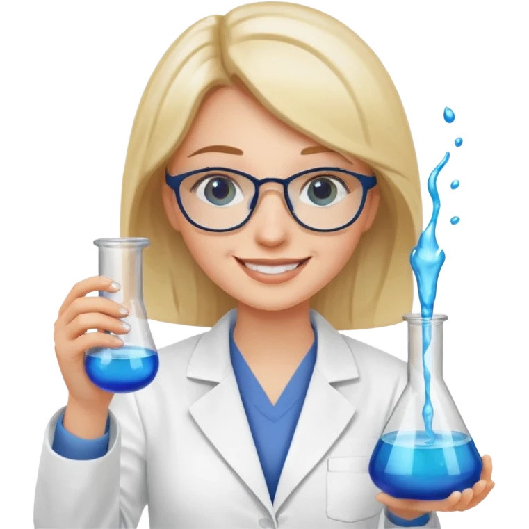 Crie emojis de uma mulher farmacêutica mexendo com becker emoji