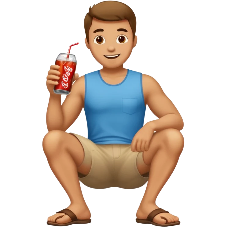 Happy guy with big feet drinking a soda emoji