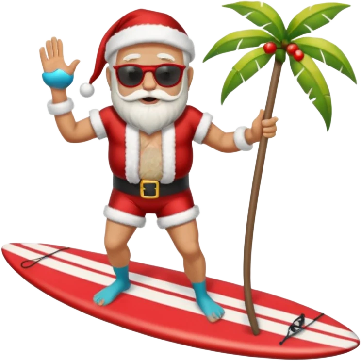 santa on a surfboard emoji