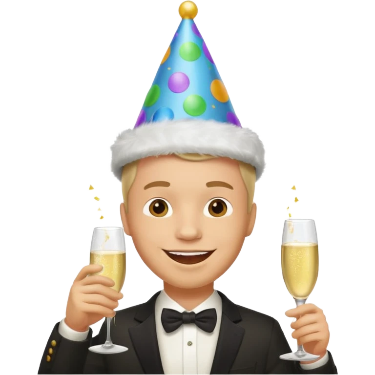 Emoji de un holbre feliz de festejo solo cabeza  emoji