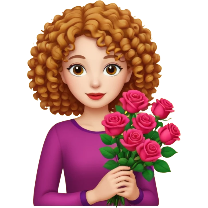 curly woman flower-holding person bouqet emoji