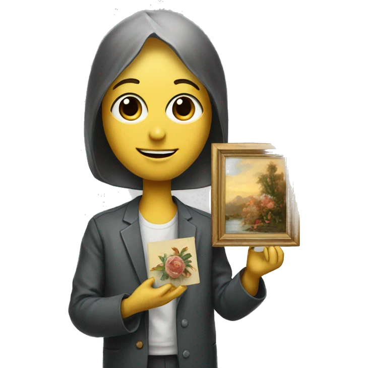 artificial intelligence holding beautiful painting emoji