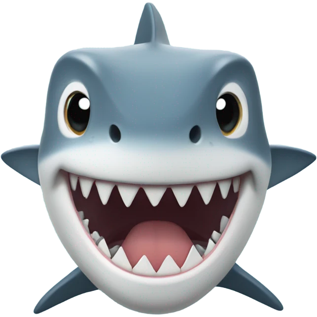 Shark Memoji with a straight face and tongue out emoji