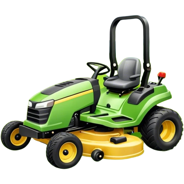 Bow mowing grass on a zero turn mower emoji