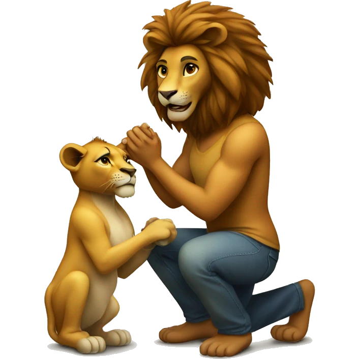 Lion proposing a girl emoji