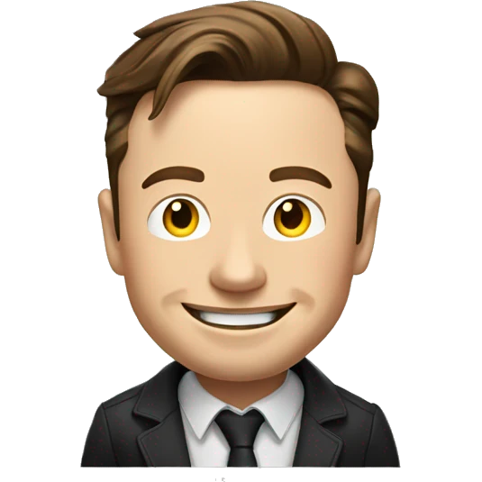 Elon musk with a happy face emoji next to him emoji