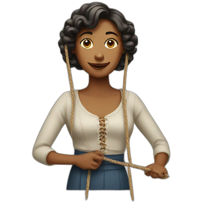A woman with a string emoji