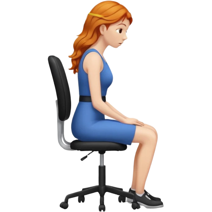 ginger woman with bad posture on chair from the side - even worse posture emoji