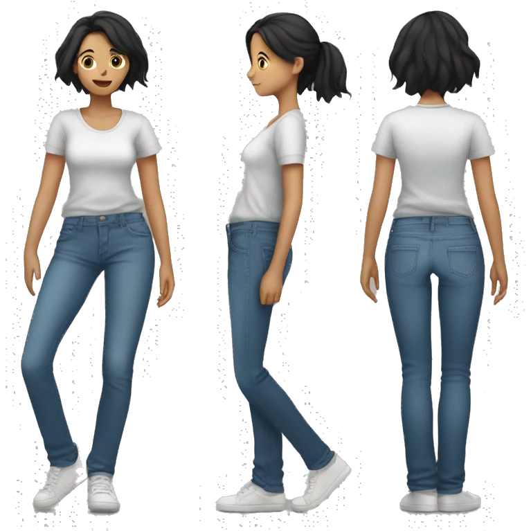 girl with black hair and baggy jeans with baggy shirt emoji