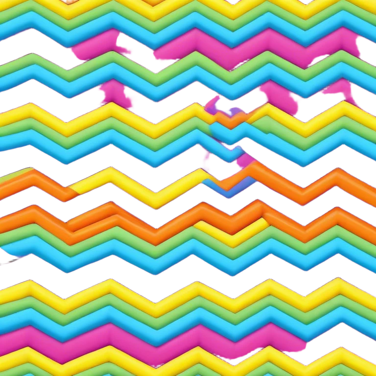 3D, psychedelic colored hippie style zig zag line emoji