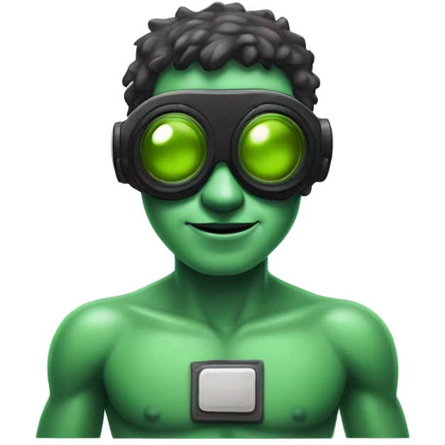 martian barman shirtless and goggles emoji