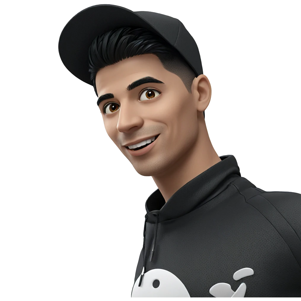 smiling boy in black outfit emoji