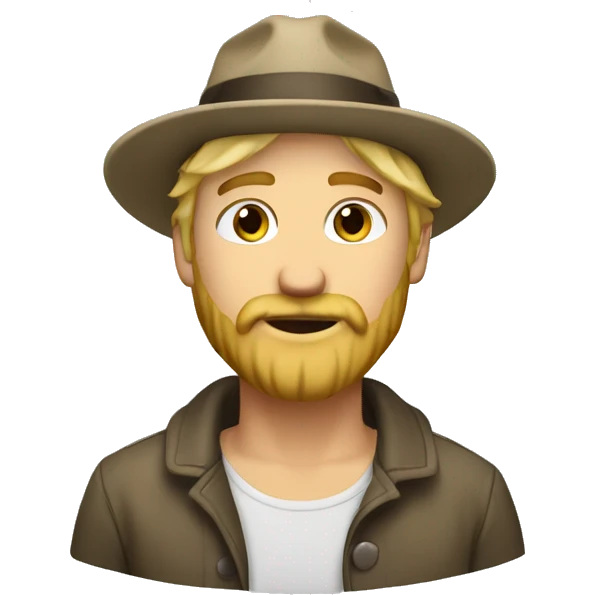blonde man with beard + hat emoji