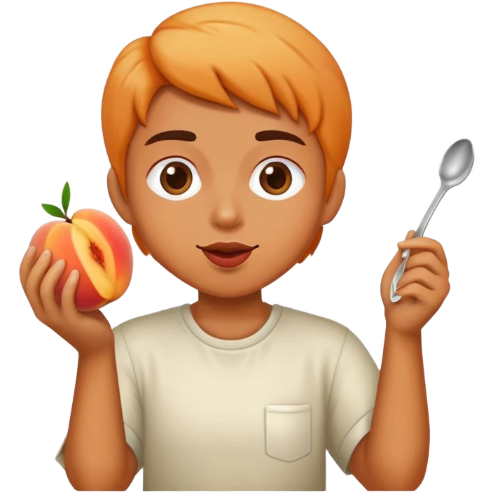 Eating a peach with a spoon emoji