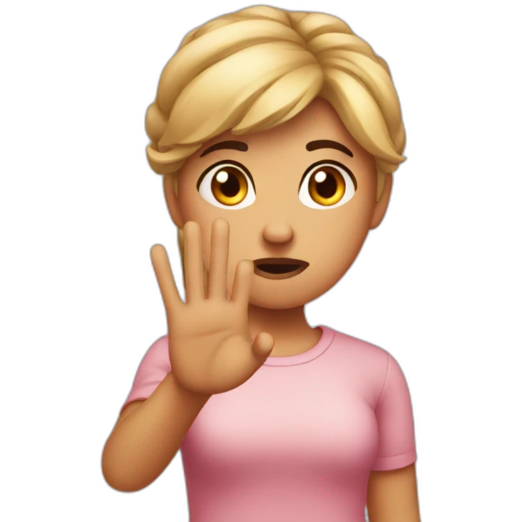 annoyed girl stop hand emoji