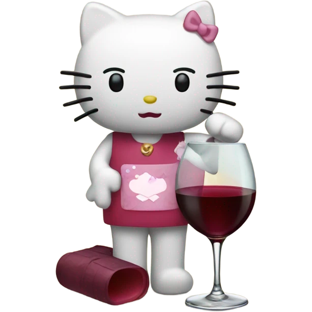 Hello Kitty drinking red wine emoji