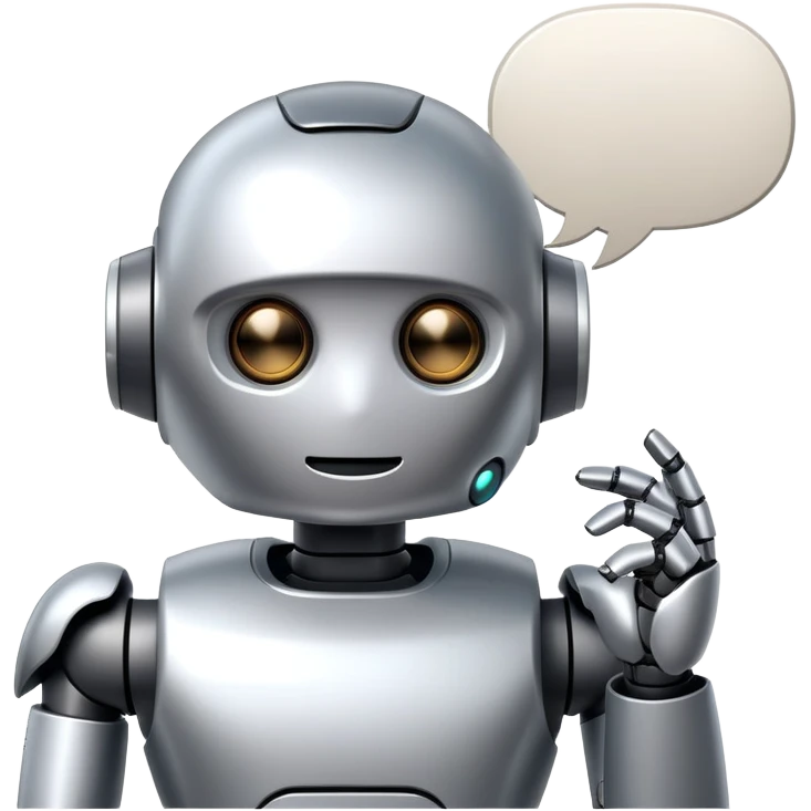 AI robot with speech bubble that has no filters or restrictions emoji