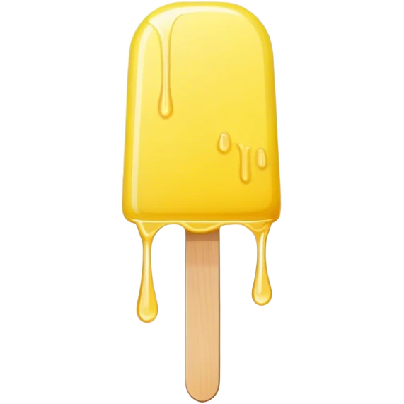 THIN lemon  popsicle with rounded top and dripping  emoji