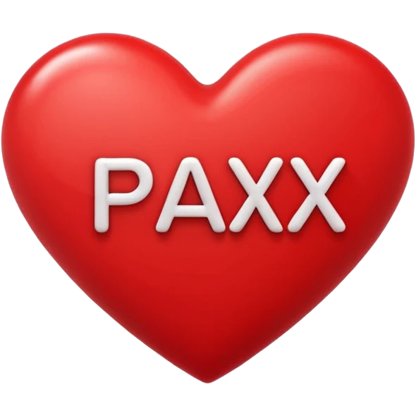 heart shape with the word PAX written inside, clear and legible, modern emoji style emoji