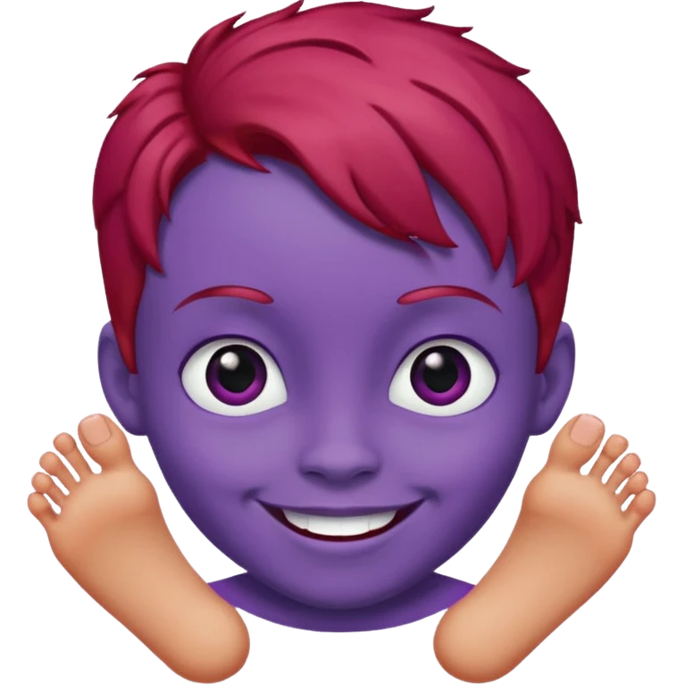 BIG BIG head  tiny toes  red hair purple skin emoji