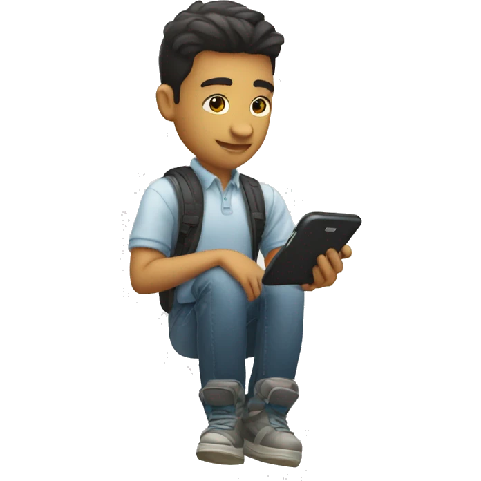 estudiantes usando celular emoji