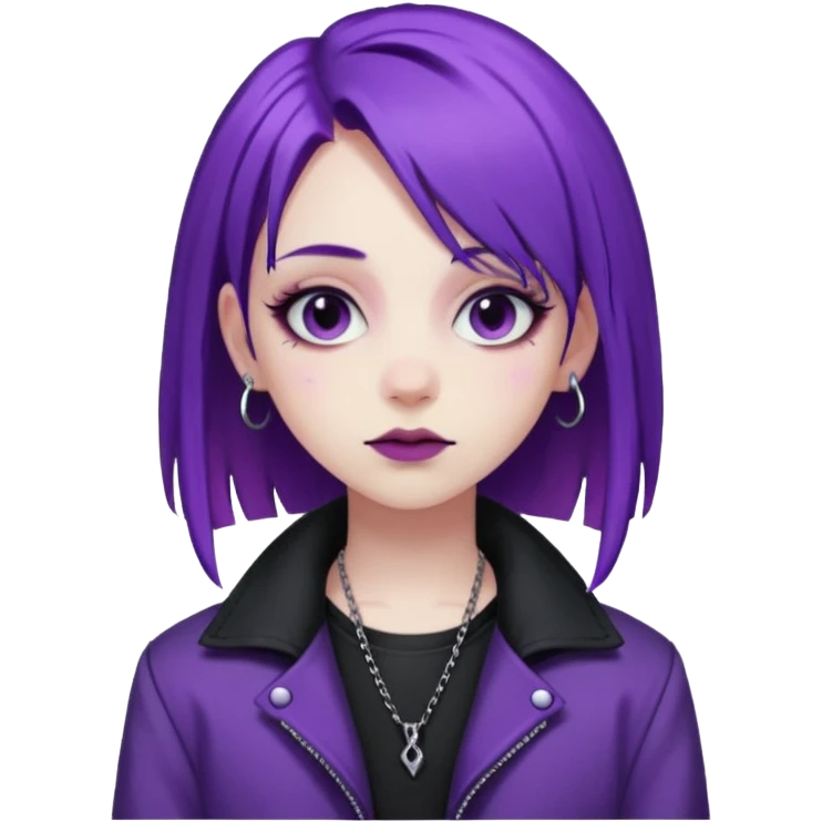 amelia from Pathway the uk governement game. The goth e-girl with purple hair and purple jacket emoji
